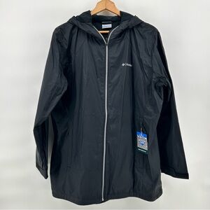 Columbia Womens 1X Switchback Lined Rain Jacket Black Hooded Waterproof NWT $100